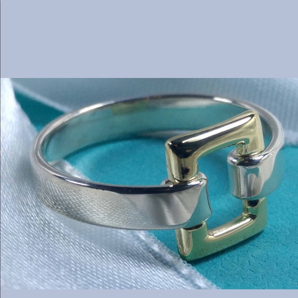 Tiffany & Co 18K & Sterling Silver Rectangle Ring - Picture 2 of 5